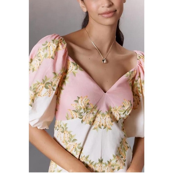 Farm Rio x Anthropologie V-Neck Puff-Sleeve Linen Blend Romper - Picture 3 of 15